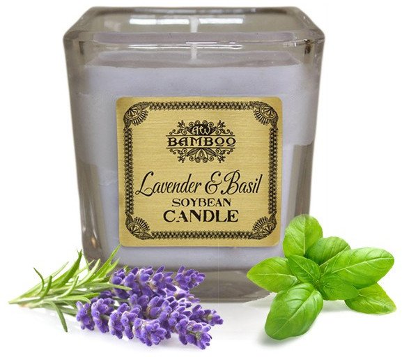 Zapachowa świeca sojowa - Lawenda i Bazylia 1