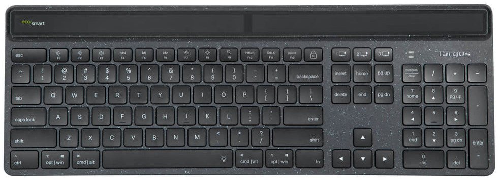 Targus EcoSmart - Tastatur - nachhaltige Energiegewinnung - full size - antimicrobial - hintergrundbeleuchtet - kabellos - Bluetooth 5.0 - QWERTY - Spanisch - Schwarz - recycelte Verpackung 1
