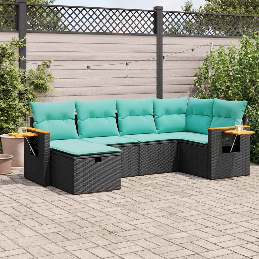 Garden Sofa Set Black, Blue