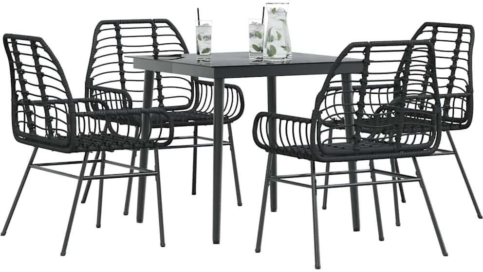 Garden Dining Set Black 1