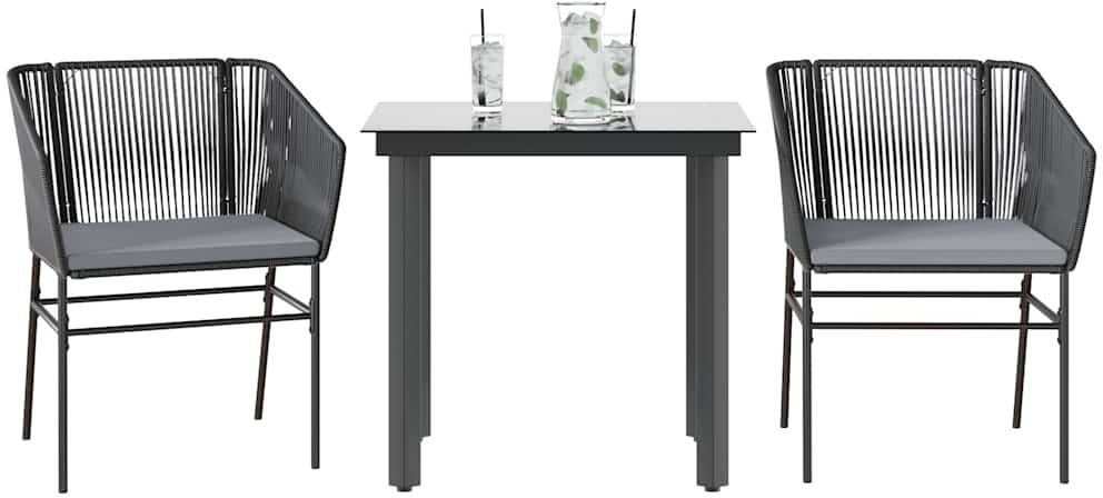 Garden Dining Set Black, Dark Grey 1