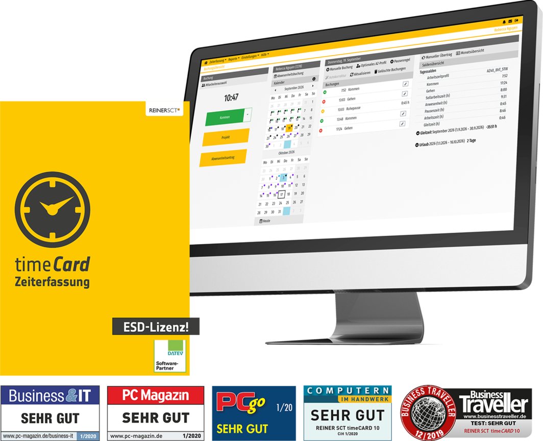 REINERSCT timeCard 10 Zeiterfassung Jahreslizenz fuer 25 Mitarbeiter 1