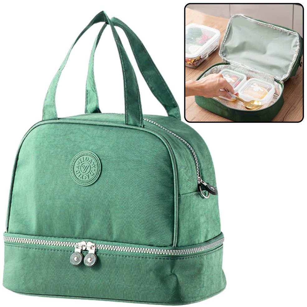 Torba Termiczna Izolacyjna Śniadaniowa Pas z Regulacją Zielona 27cm 1