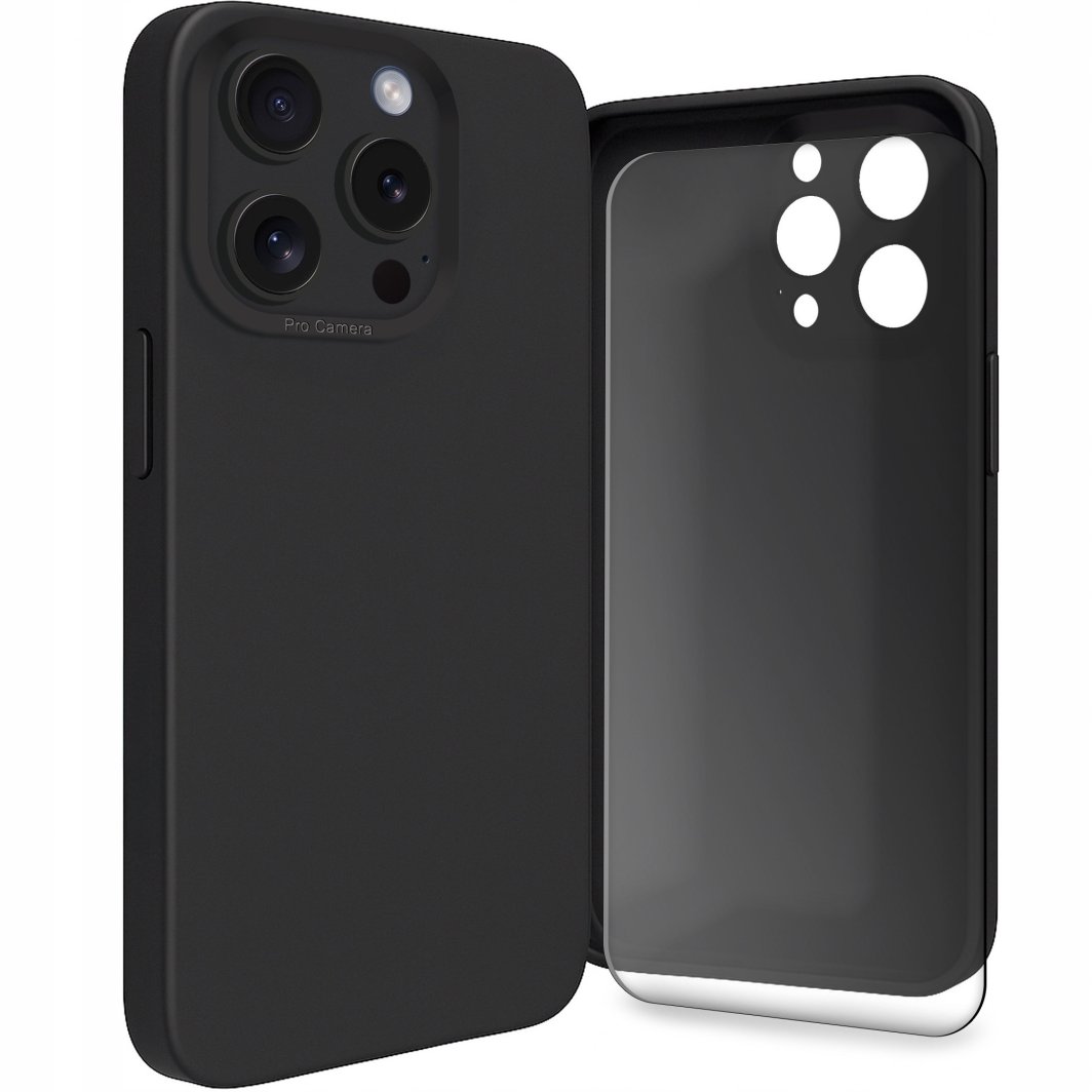 Etui do Apple iPhone 13 Pro (Osłona Kamery, Czarne, Plecki, Case)   Szkło 1