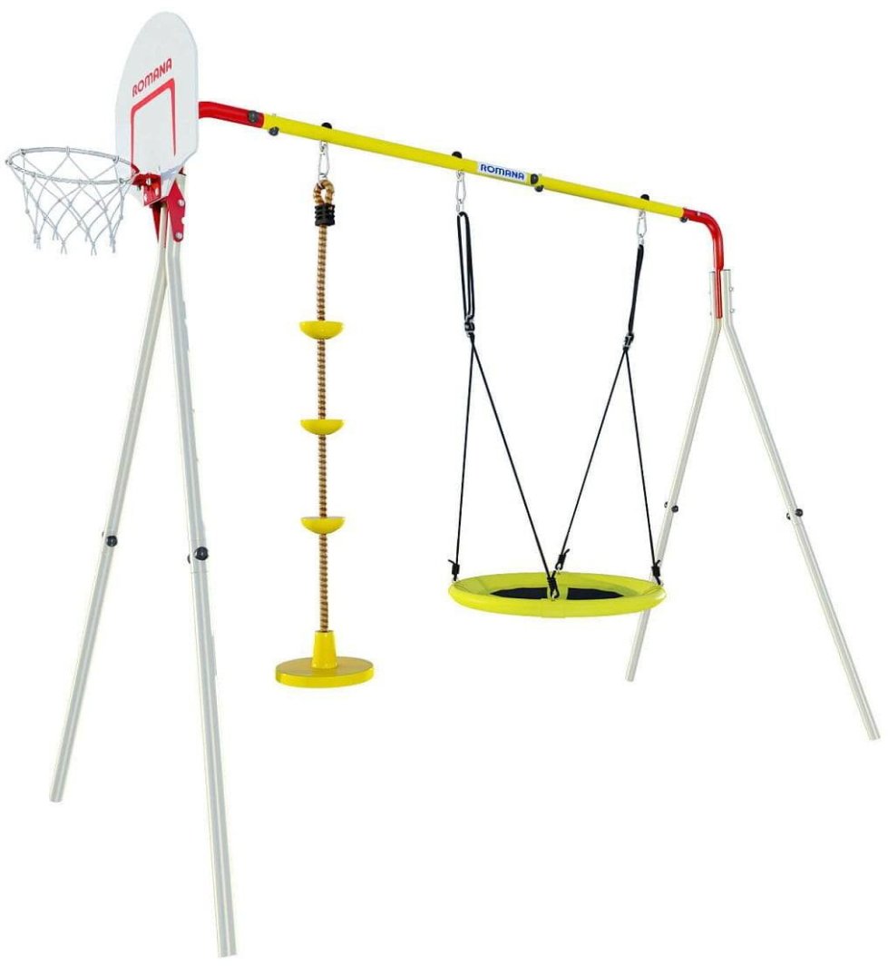 Huśtawka ogrodowa bocianie gniazdo ze stelażem + kosz + talerz | 209 cm 1