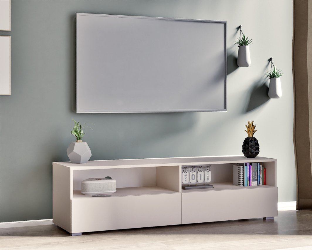 Stylowa szafka RTV Tebris 150 w kolorze cashmere 1