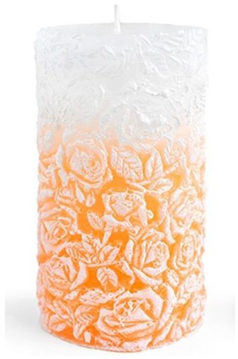 Świeca walec duży 8x18,5cm RÓŻANA pomarańczowa parafinowa 1