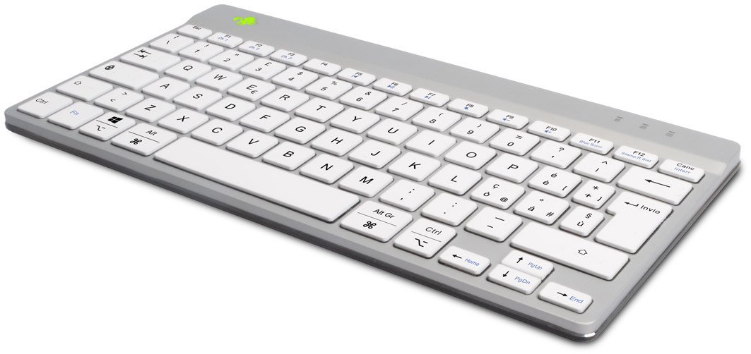 R-Go Tools Ergonomic keyboard R-Go Compact Break, compact keyboard with break software, QWERTY (IT), Bluetooth, white, Mini, Wireless, Bluetooth, Scissor key switch, QWERTY 1