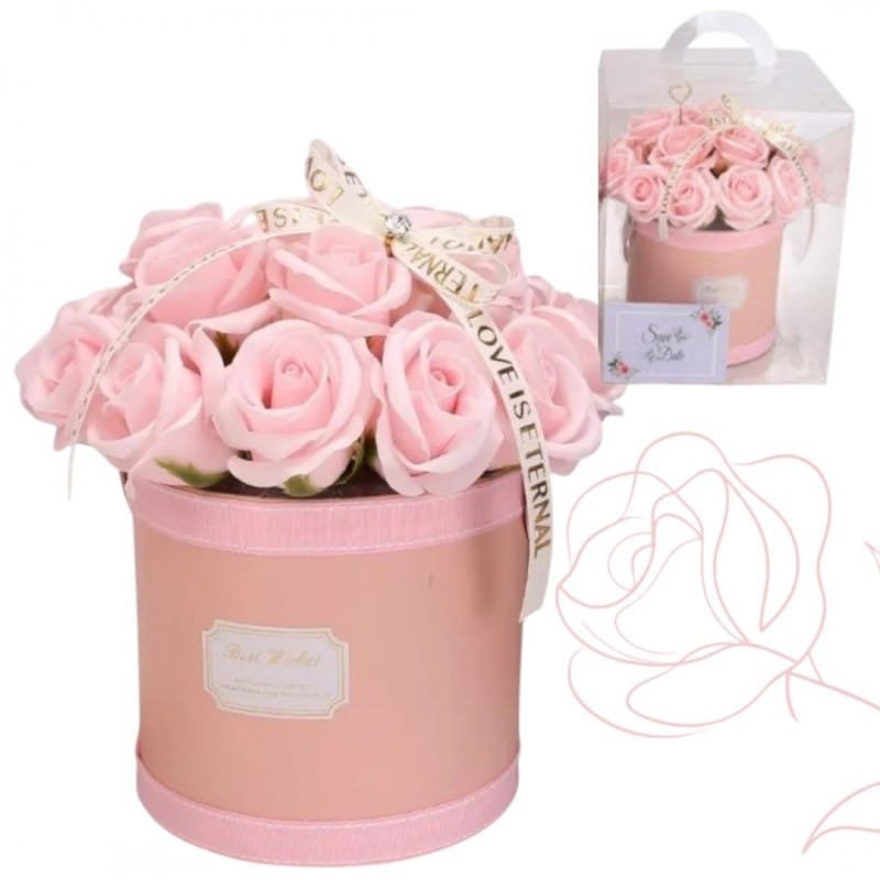 Flower box, bukiet zapachowych kwiatów mydlanych w pudełku 21szt. BUK08R 1