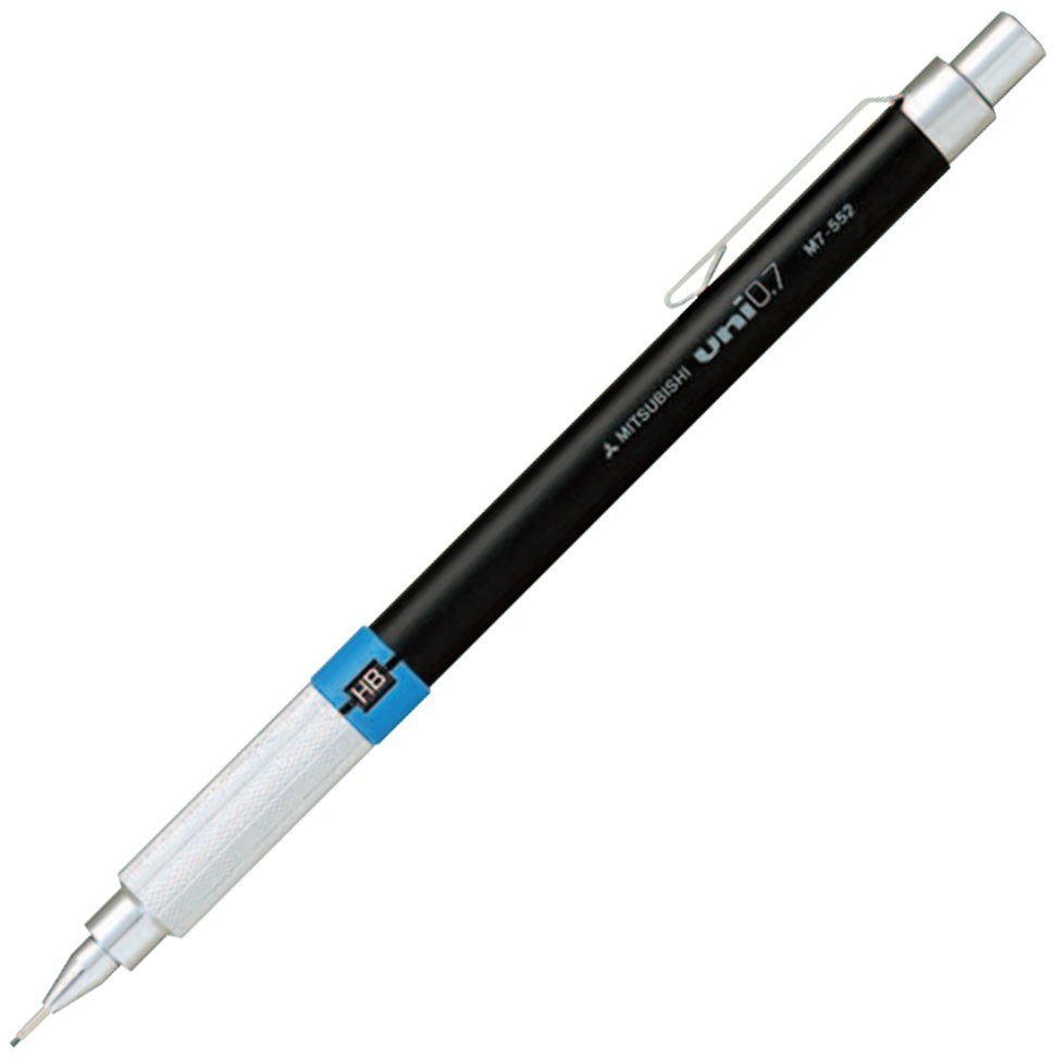 Uni Pencil 0,7mm M7-552 (lækker stiftblyant med metal greb,hårdhedsindikator, topviskelæder) 1