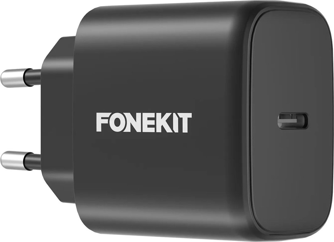 FoneKit GaN PD 65W AC power adapter, USB-C, black 1