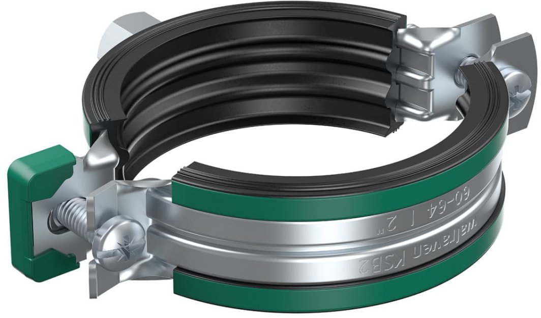 WALRAVEN Rørbøjler KSB2 To-skruet Ø15-19mm, elforzinket, med Quicklås. Kombi montage M8/10. Støjreducerende EPDM gummi