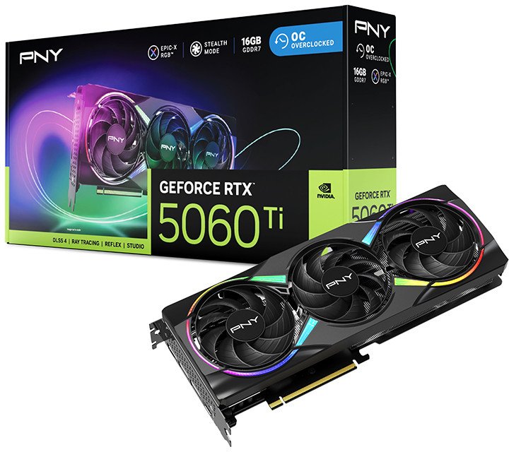 Karta graficzna PNY GeForce RTX 5060 Ti Epic-X RGB Overclocked Triple Fan 16GB GDDR7 DLSS4 (VCG5060T16TFXXPB1-O) 1