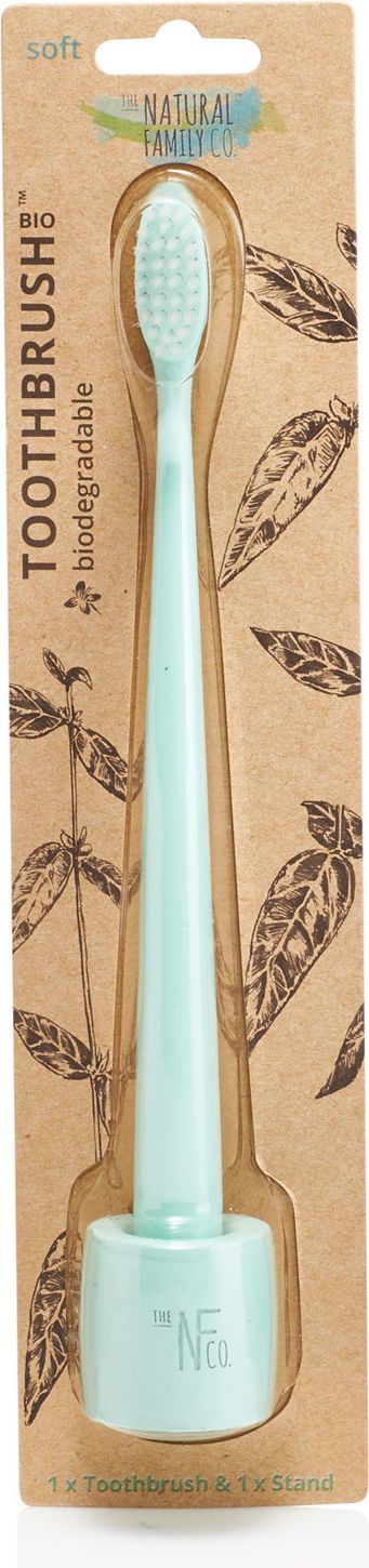 THE NATURAL FAMILY CO Biodegradowalna szczoteczka do zębów i stand, soft, Rivermint 1