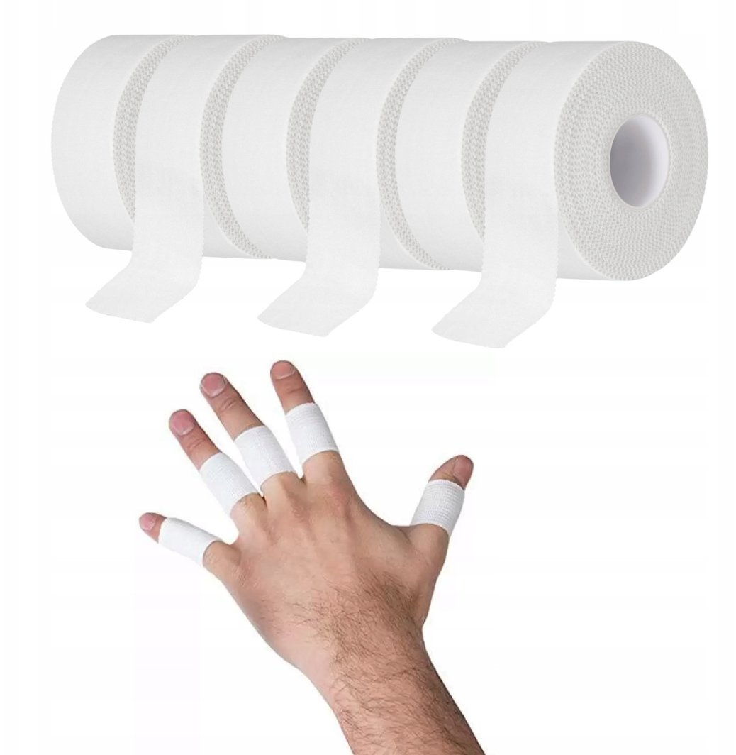 6x TAŚMA SZTYWNA BIAŁA TEJP SZTYWNY TAPING 2,5cmx10m PLASTER NA PALCE 1