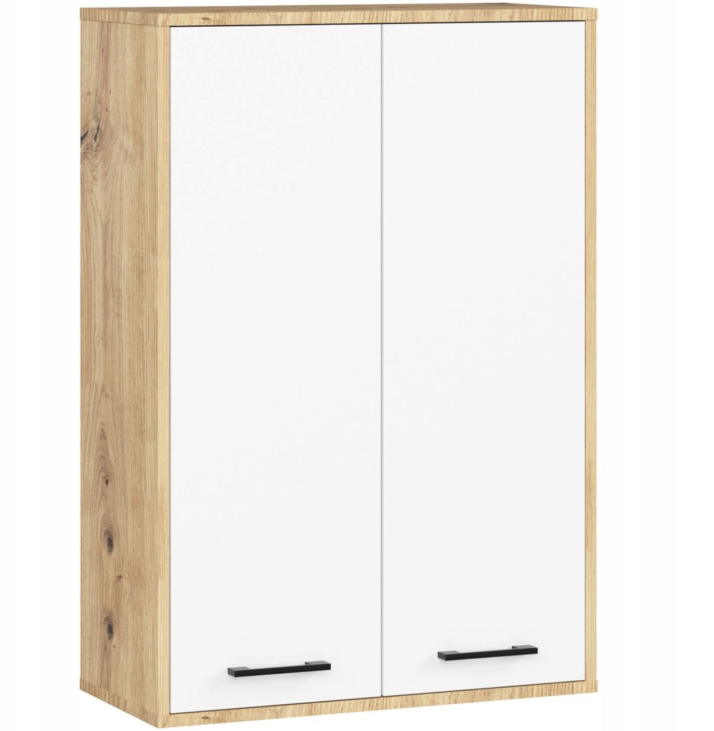 Szafka wisząca łazienkowa FIN 64 cm 2 drzwi 4 półki pojemna - artisan biała 1