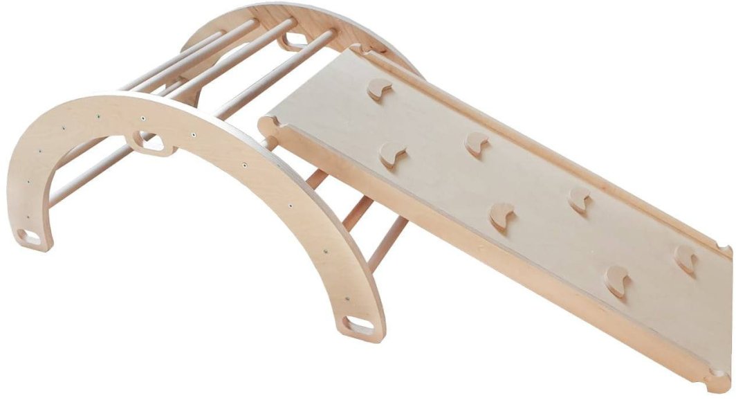 Domowy plac zabaw Sweet Plus drewno | Montessori | bujak + zjeżdżalnia 2w1 1