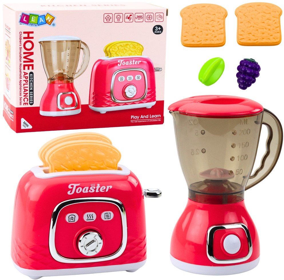 Zestaw Urządzeń Kuchennych Toster Blender Światła Dźwięki Różowy LEAN Toys 1