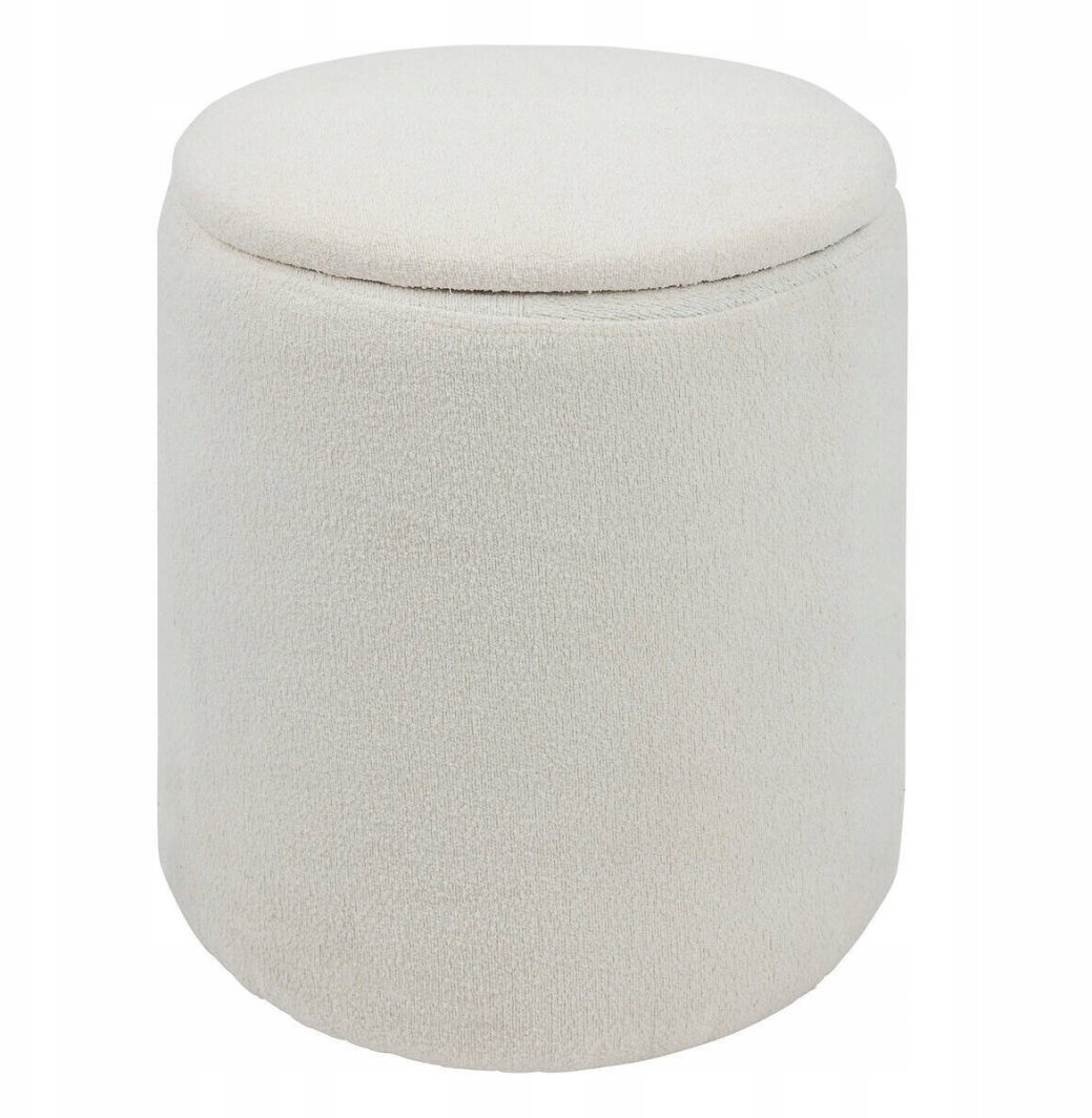 Okrągła pufa biała KAYDI boucle, Ø 35 cm 1