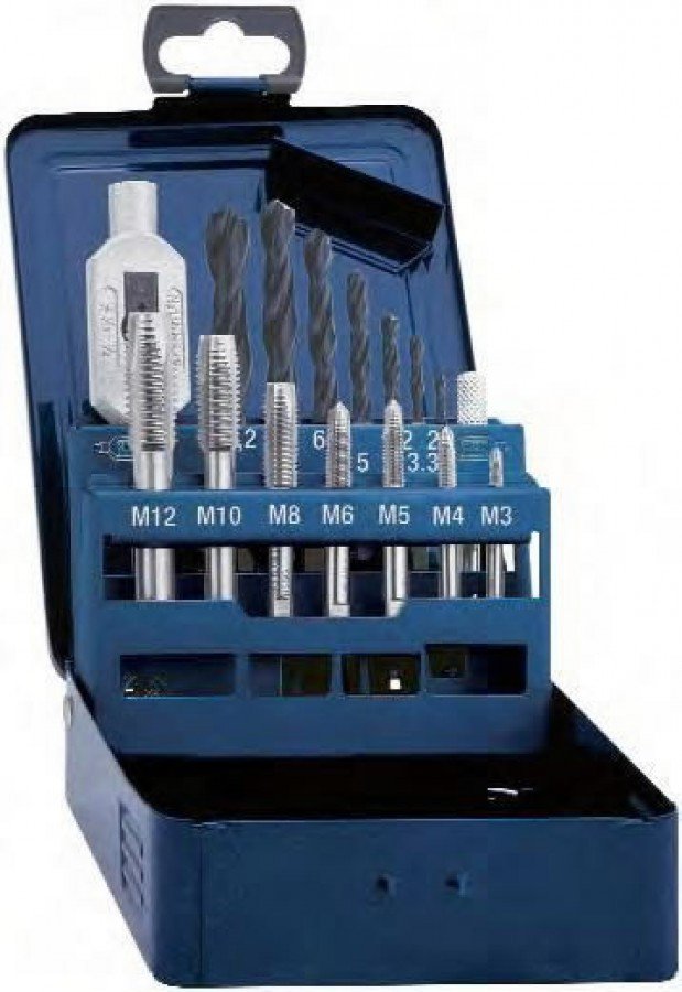 Zestaw gwintowników i narzynek 40el. (M3-M12) metalowa walizka 1