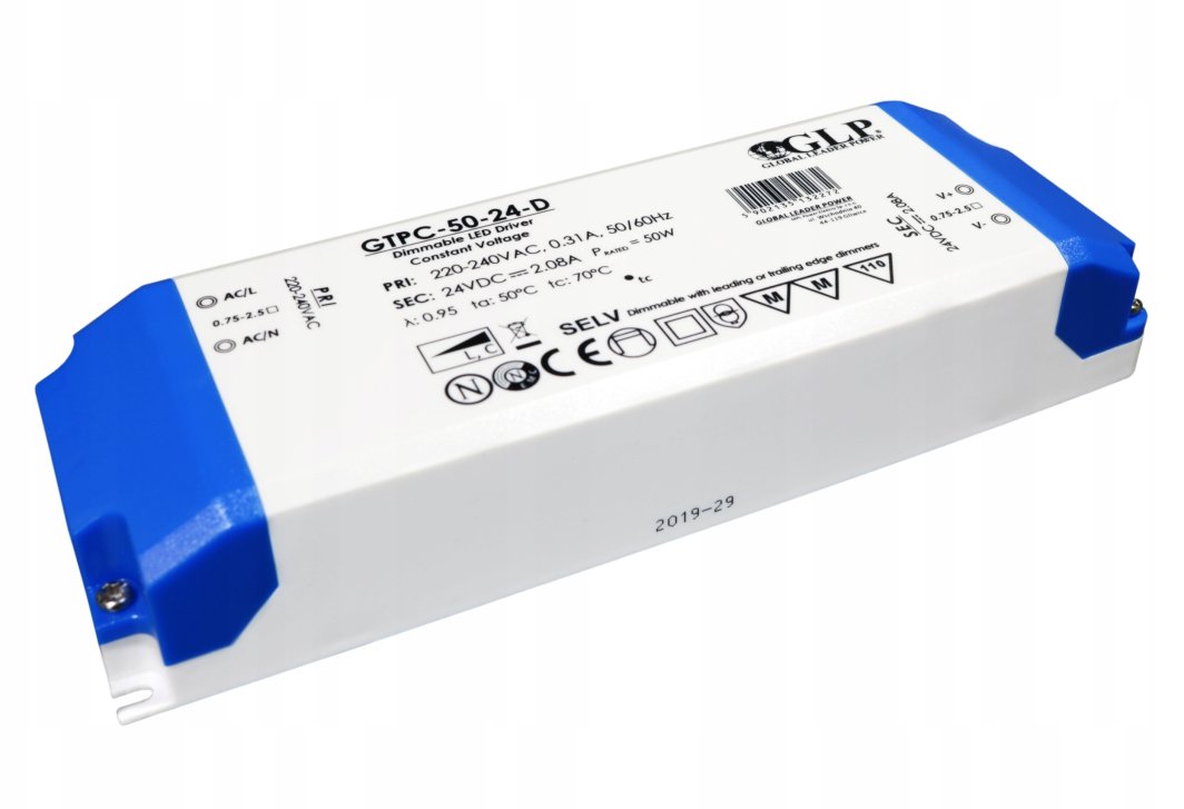 GTPC-50-24-D: GLP PSU Triac dimmable LED driver 24V / 0.5-2.08A 1