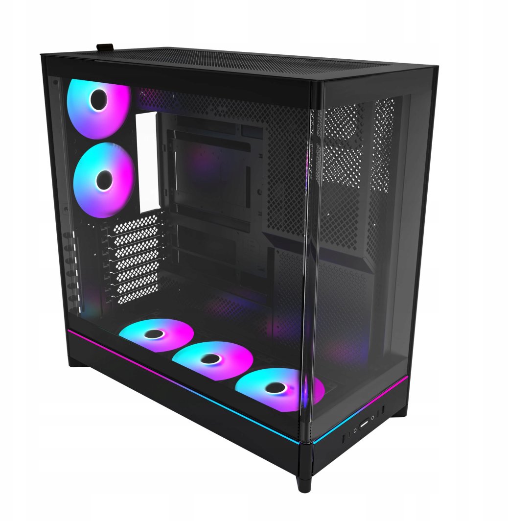 Montech HS02 PRO PC-Gehäuse, Midi-Tower, ATX, Tempered Glass, ARGB - schwarz 1
