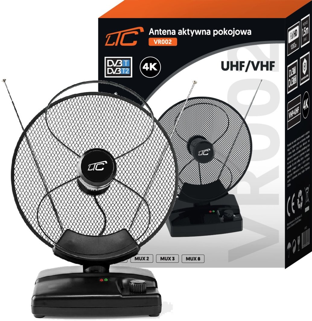 ANTENA AKTYWNA POKOJOWA TV TELEWIZJI NAZIEMNEJ FHD 4K LTE DVB-T2 MUX8 1
