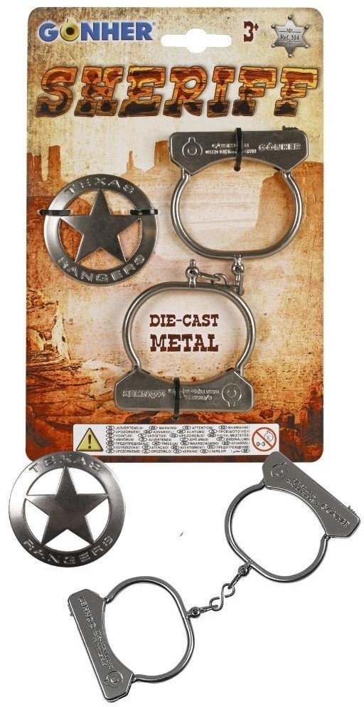 Kajdanki + metalowa odznaka szeryfa 1