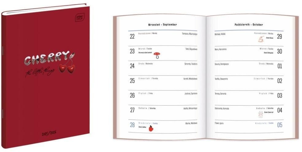 Kalendarz szkolny 2025/2026 B6 48 Cherry 1