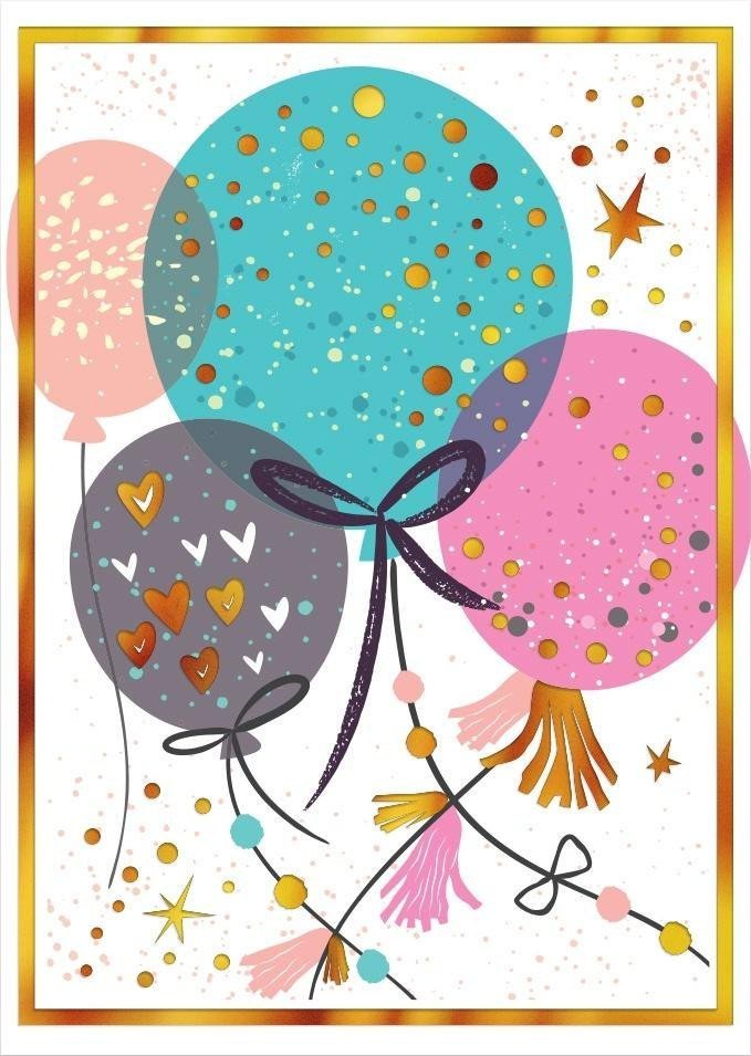 Karnet B8 mini Balony brokatowe 1