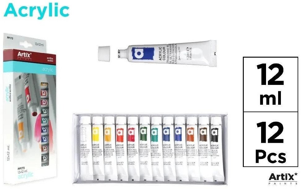 Farba tempera 12ml 12 kolorów 1