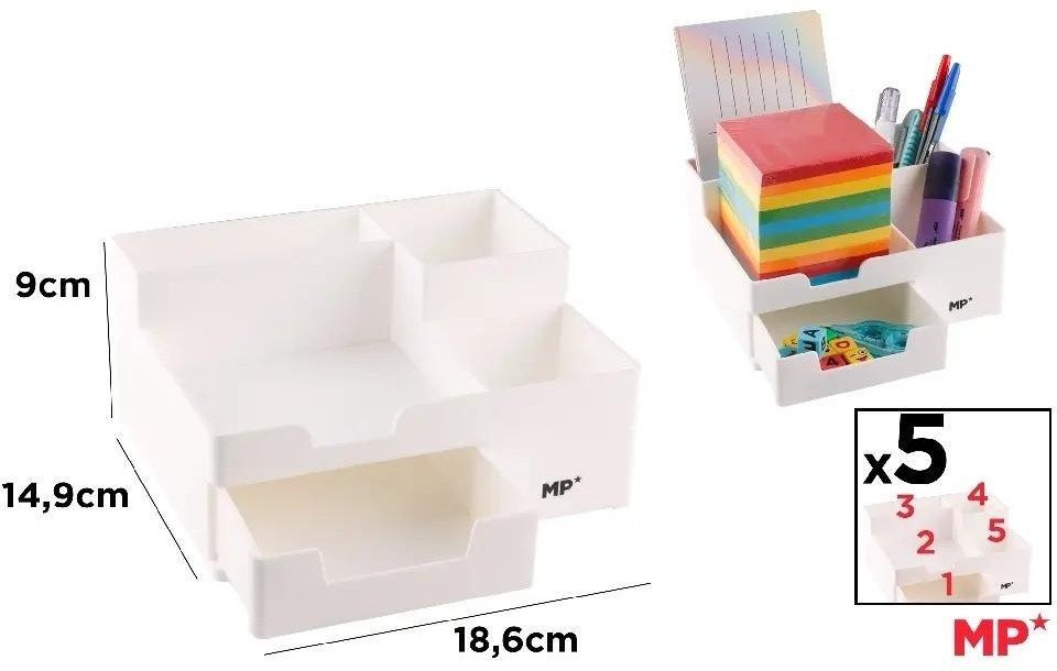 Organizer na biurko z szufladką biały 1