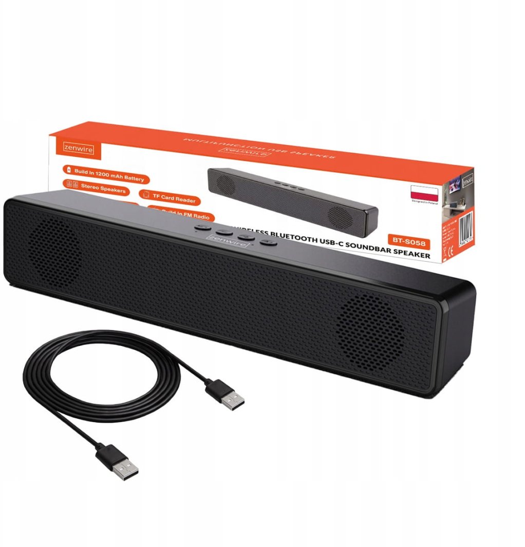 Mini Soundbar Głośnik Przenośny Bluetooth Bezprzewodowy Radio FM SD USB AUX Zenwire  BT-S058 1