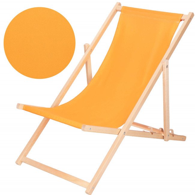 Leżak ogrodowy, drewniany z 3-stopniową regulacją, plażowy, balkonowy, pomarańczowy UNIWERSALNY 1