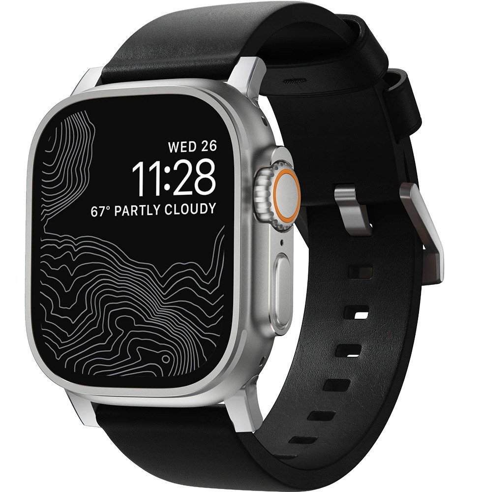 Nomad Modern Band - black leather, silver hardware - AW 46mm/49mm 1
