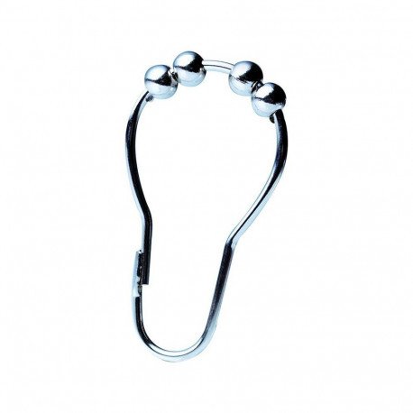 ROLLER SHOWER CURTAIN HOOKS METAL (12 PC 1