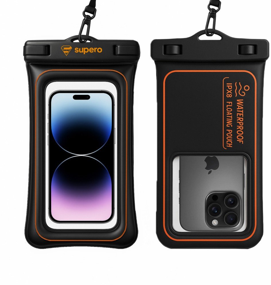 Etui wodoszczelne do telefonu 7.2" Supero, pomarańczowo-czarne 1