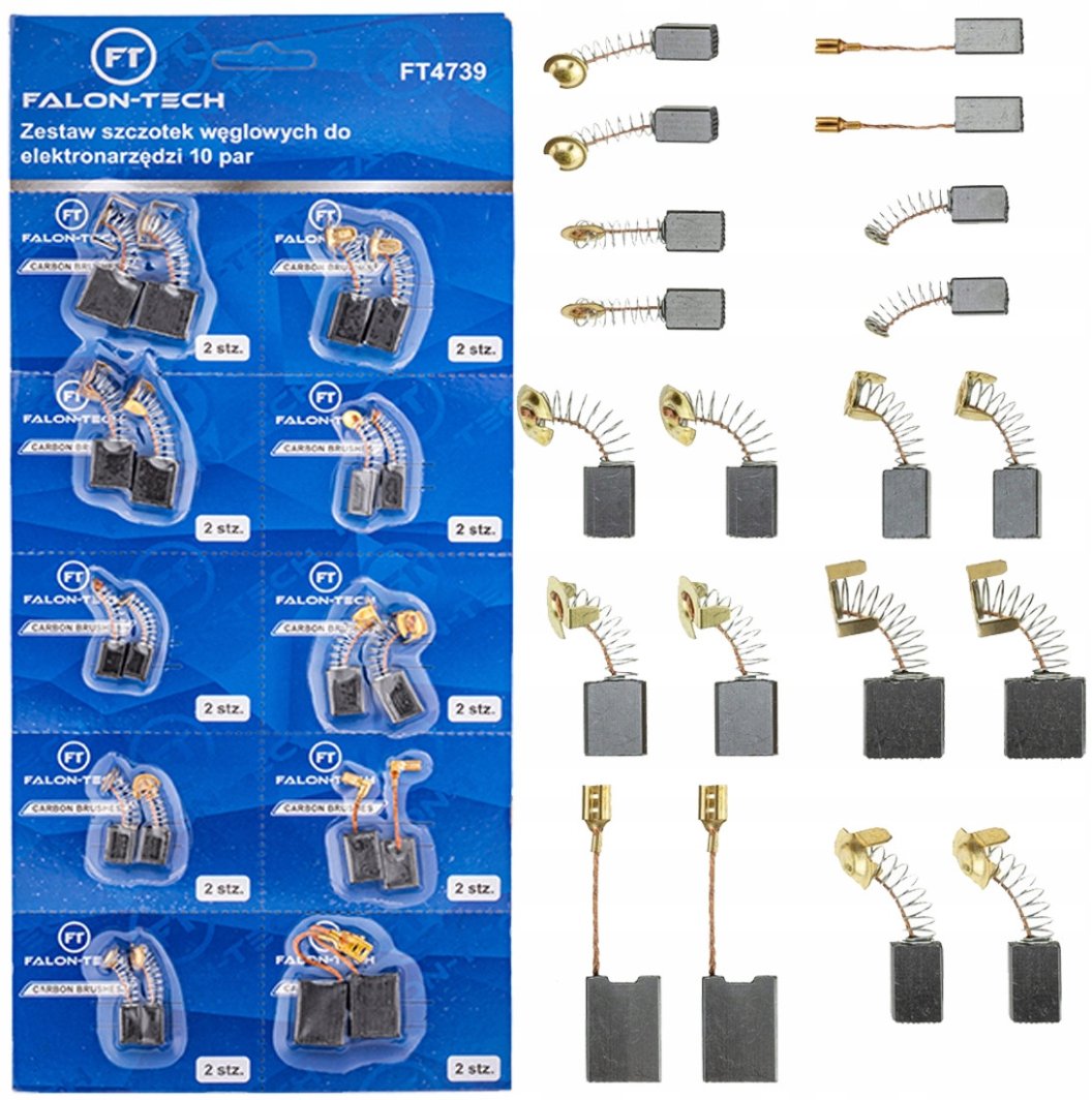 SZCZOTKI WĘGLOWE DO ELEKTRONARZĘDZI WIERTARKI UNIWERSALNE ZESTAW 10 PAR