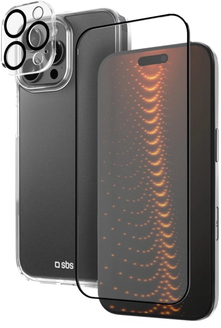 Zestaw SBS z technologią D3O na iPhone 16 – etui + szkło ochronne na ekran i aparat - przezroczyste 1