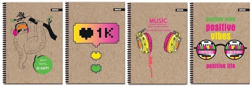 Kołozeszyt A4/80K kratka Kraft Liner Fluo (5szt) 1