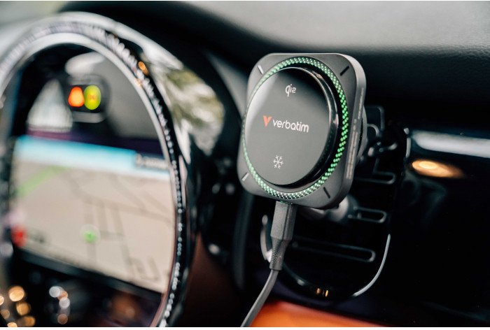 Verbatim ChargenDrive Magnetic Wirel.Car Charger Qi2 RGB  31860 1