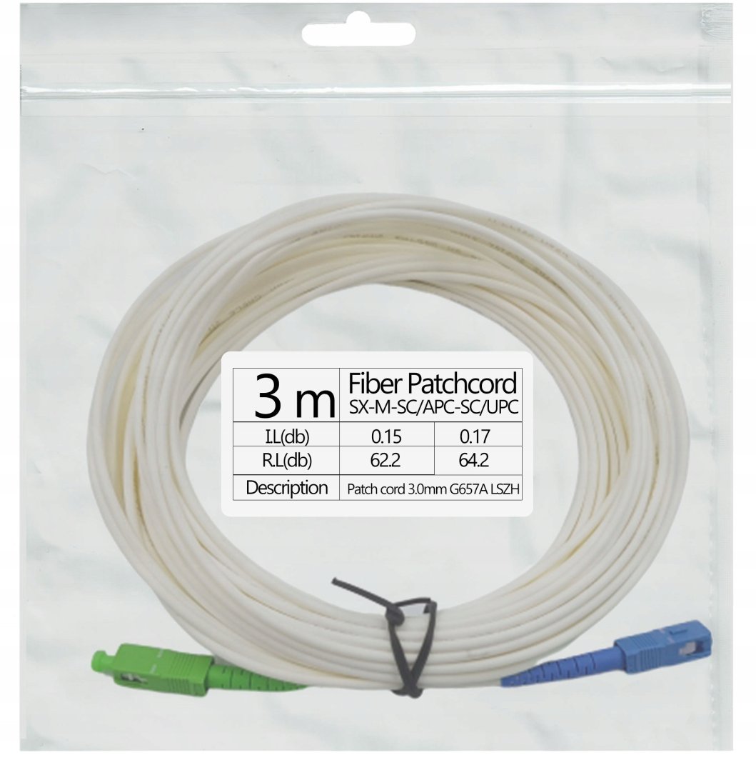 Patchcord światłowód kabel SC/APC-SC/UPC 3m simple 1