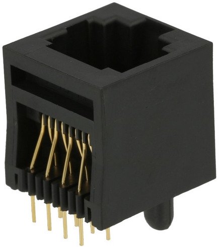 Gniazdo RJ45 8p8c pionowe czarne złocone styki 8 pin 1
