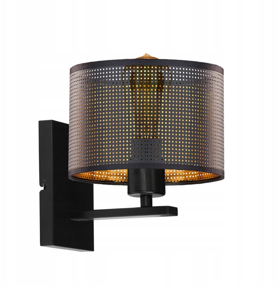 Czarny kinkiet do sypialni ELVORA AŻUR z ażurowym abażurem LED