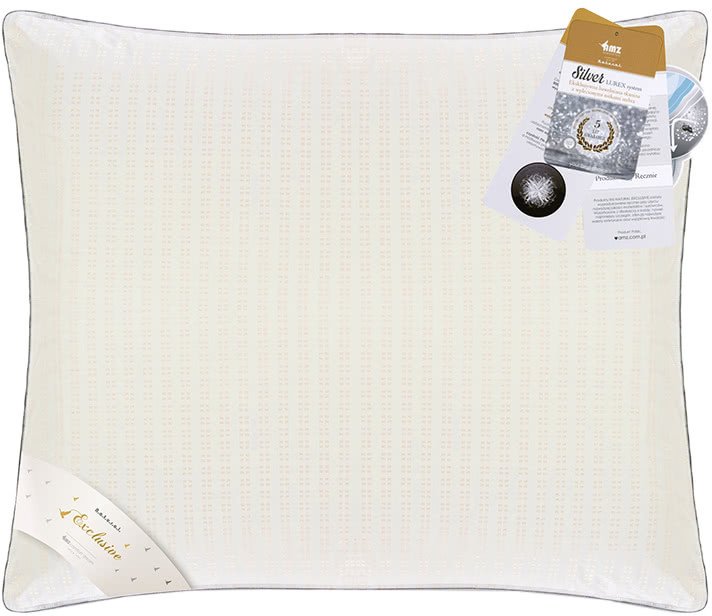 Poduszka AMZ Silver Prestige 50x60 3-komorowa puch gęsi 100%, bawełna 85%, Lurex Silver 15% 1