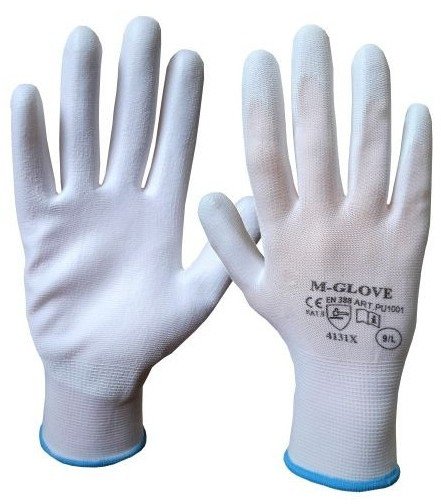 Rękawice ochronne M-GLOVE PU1001 WHITE 4131X (12 par) - Rozmiar 9 1