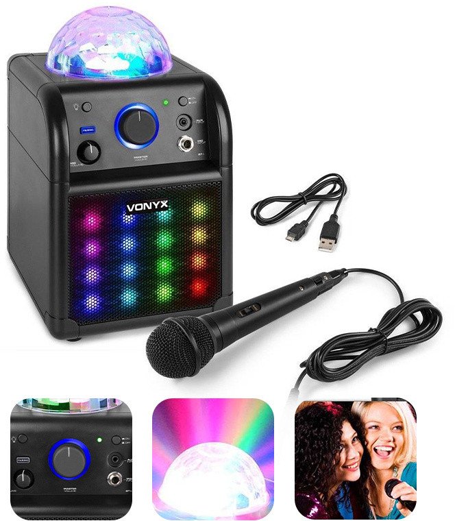 Głośnik bluetooth karaoke czarny z efektem LED SBS50B one size 1