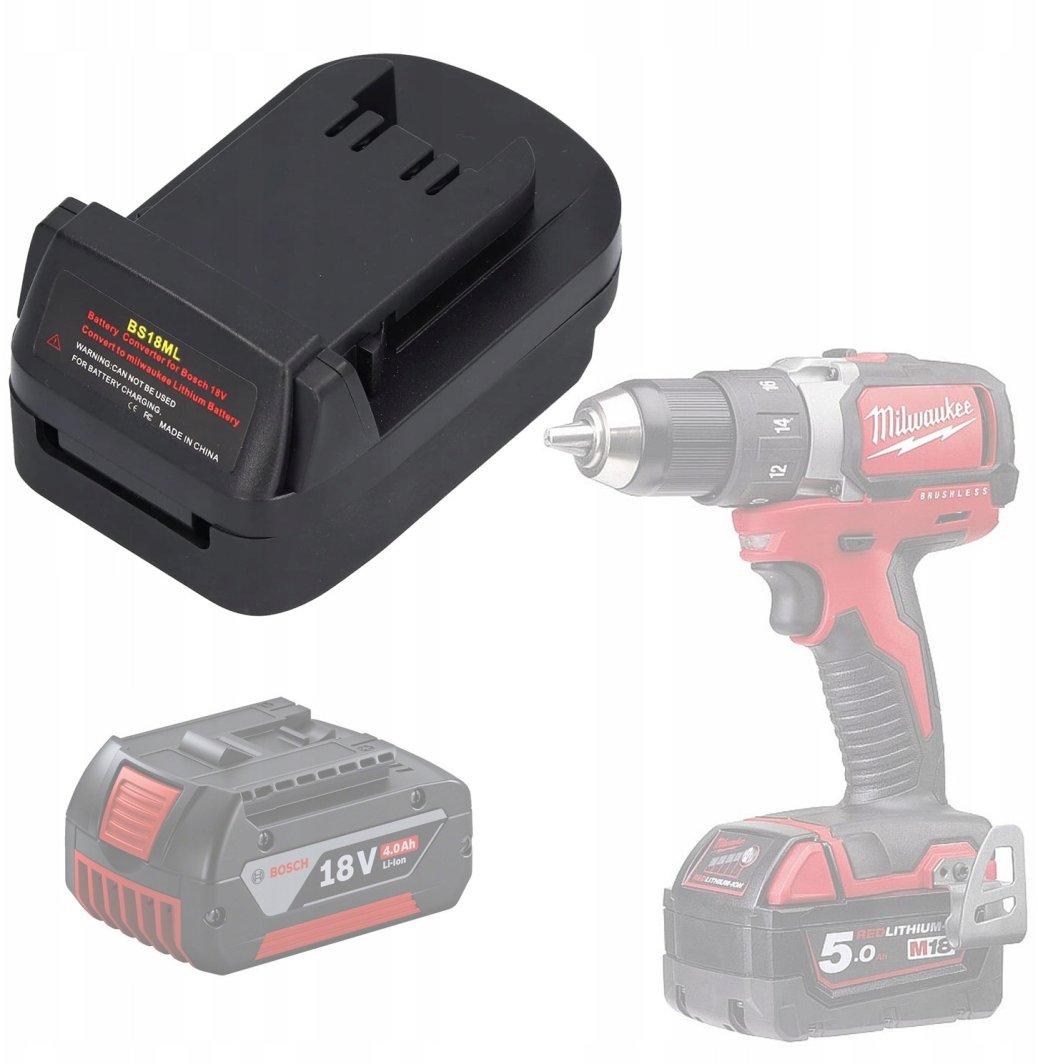 ADAPTER PRZEJSCIÓWKA AKUMULATORA BOSCH 18V DO ELEKTRONARZĘDZI MILWAUKEE 1