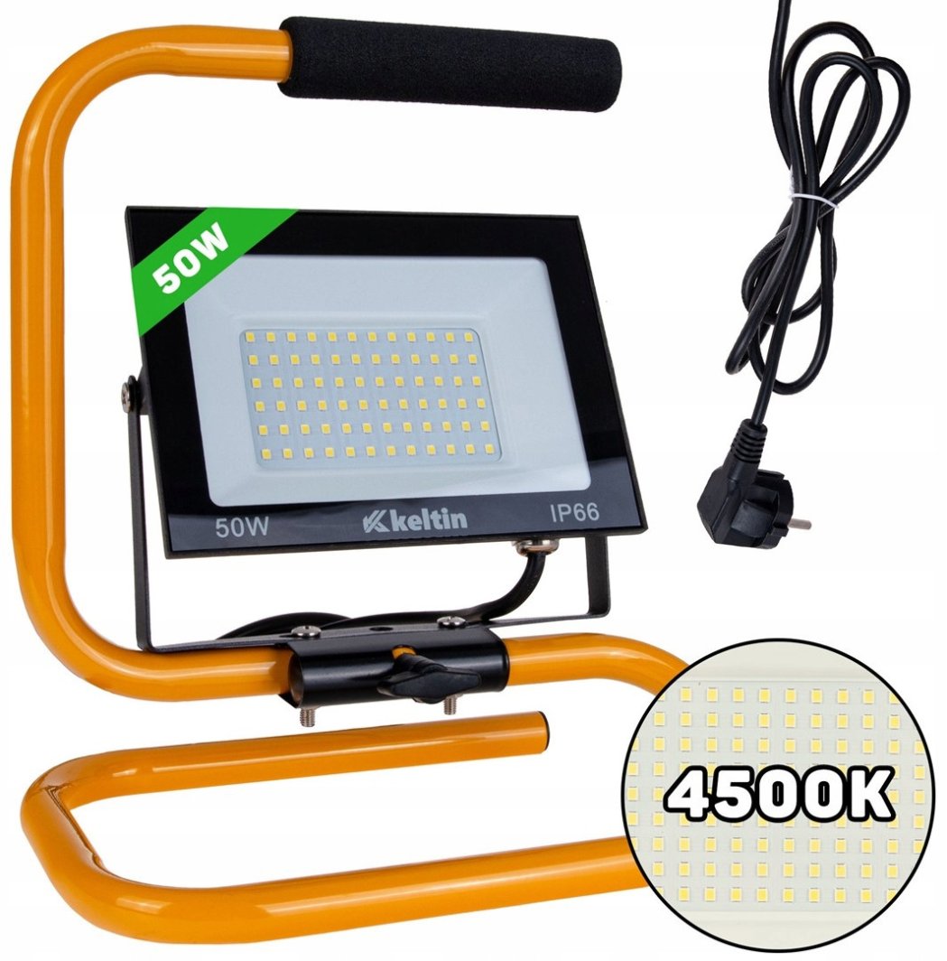 Naświetlacz LED 50W ze statywem budowlanym i przewodem – barwa biała neutralna 4500K (10) 1