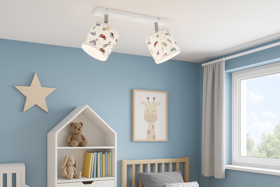 Lampa wisząca regulowana do pokoju chłopca autka 1